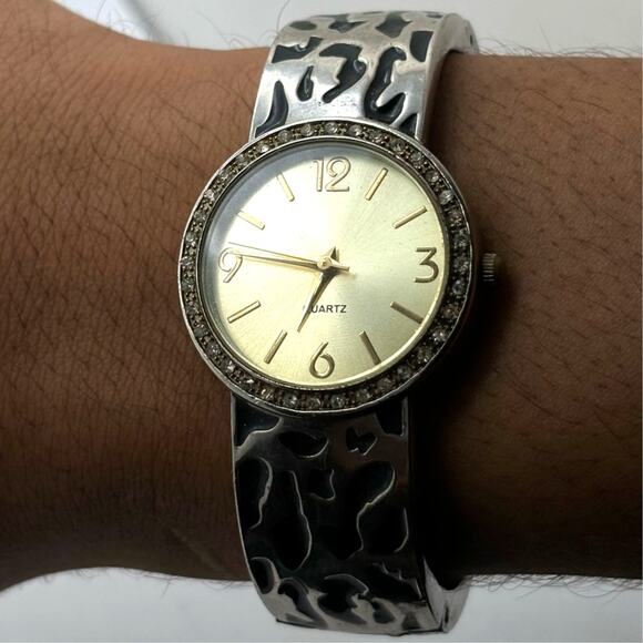 Silver Cheetah Cuff Watch - Picture 1 of 3